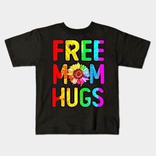 Free Mom Hugs Gay Pride Lgbt Daisy Rainbow Flower Mother Day Kids T-Shirt